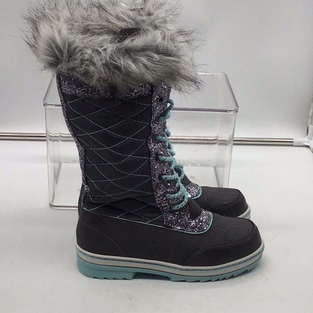 Justice Blue/Gray Faux Fur Snow Boot - Picture 3 of 10